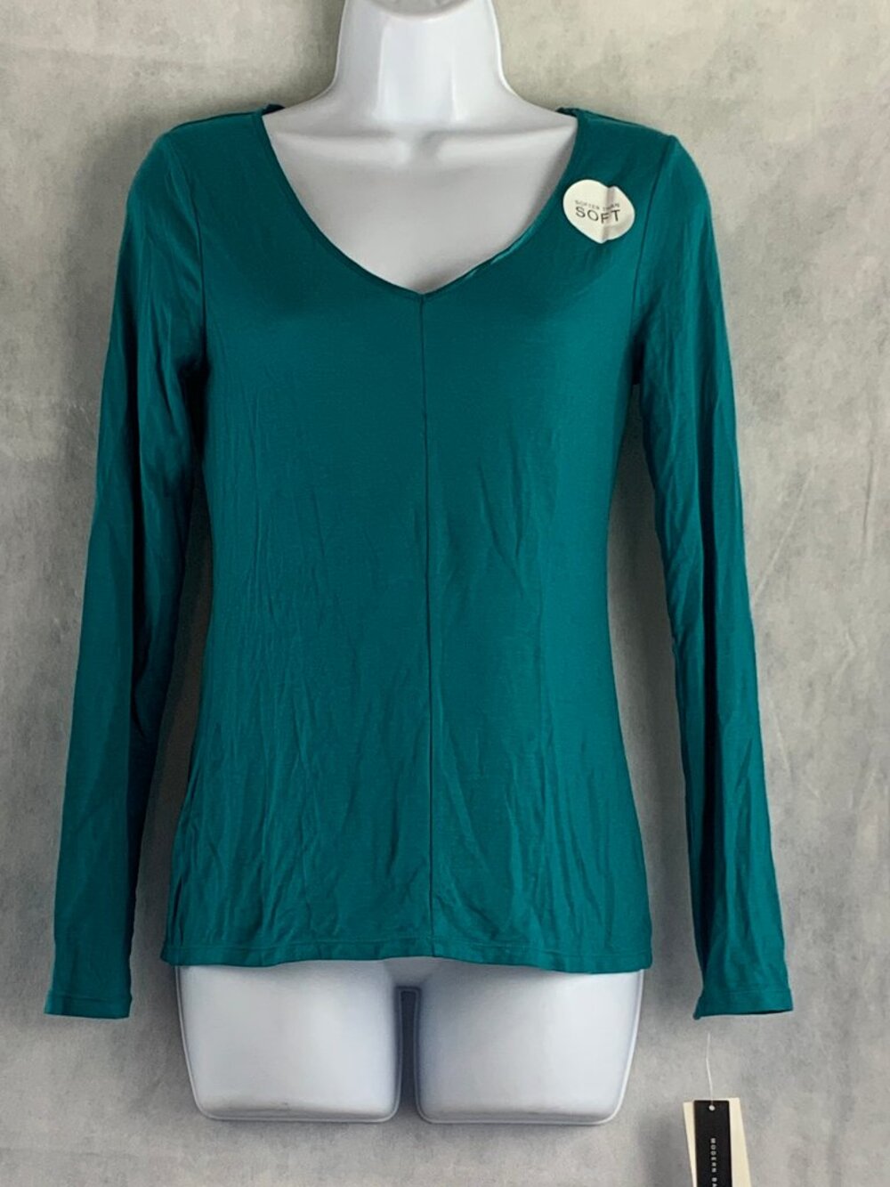 Alfani Women's Soft Long-Sleeve Lounge Pajama Top, Harbor Blue Teal, XS